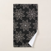 Fleur blanche Motif sur noir (Serviette à main)