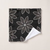 Fleur blanche Motif sur noir (Gant de toilette)