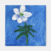fleur blanche sur aimant de peinture bleue (Devant)