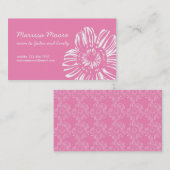 Fleur blanche sur la carte rose (Devant / Derrière)