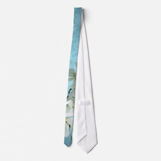 Fleur blanche sur la Cravate Blue Sky Homme (Dos)