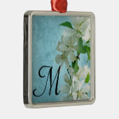 Fleur blanche sur le ciel bleu Monogramme Ornement (Droite)