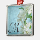 Fleur blanche sur le ciel bleu Monogramme Ornement (Gauche)