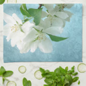Fleur blanche sur le ciel bleu Serviette de cuisin (Plié)
