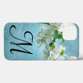 Fleur blanche sur le Coque ipad de monogramme Sky (Verso (horizontal))