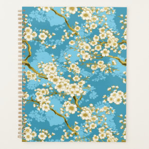 Fleur blanche sur le planificateur de chiyogami bl
