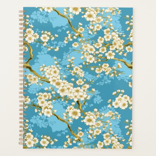 Fleur blanche sur le planificateur de chiyogami bl (Devant)