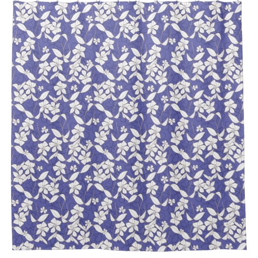 Fleur blanche sur rideau de douche à perches (Devant)