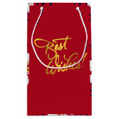 Fleur blanche sur sac cadeau rouge et bleu (Dos)