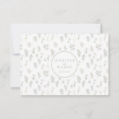 Fleur blanche verte Mariage rustique Cartes RSVP (Dos)