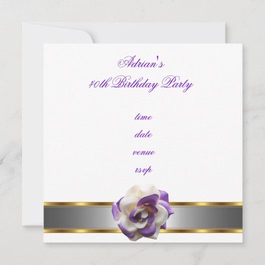 Fleur blanche violette de la fête des Invitations  (Dos)