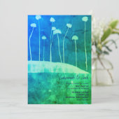 Fleur bleu bleu vert Art Faire-part de mariage uni (Debout devant)
