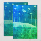 Fleur bleu bleu vert Art Faire-part de mariage uni (Devant / Derrière)