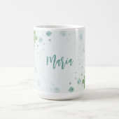 fleur bleu romantique verdure tasse de café (Centre)