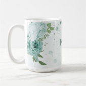 fleur bleu romantique verdure tasse de café (Gauche)