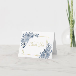 Fleur bleue aquarelle avec cadre doré merci c