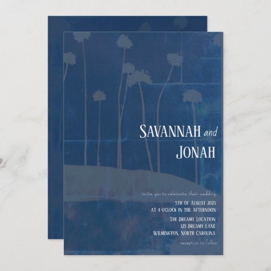 Fleur Bleue Art Faire-part de mariage unique (Devant / Derrière)