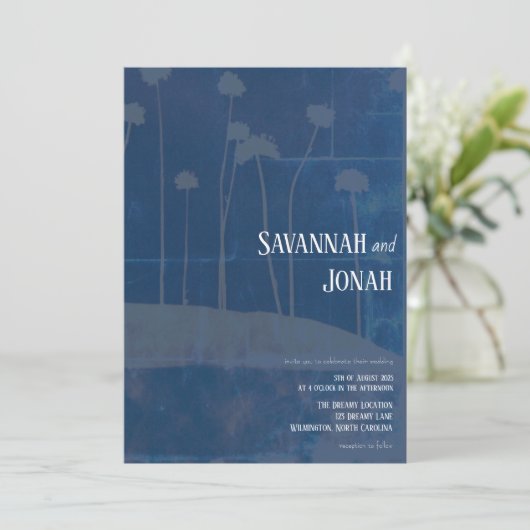 Fleur Bleue Art Faire-part de mariage unique (Debout devant)