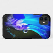 Fleur Bleue Clair avec Goutte d'Eau Coque iPhone 5 (Dos (Horizontal))