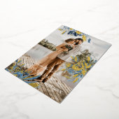 Fleur bleue délicate et faire-part de date d'or (Rotation)