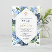 Fleur bleue Eau colorée Bautizo Invitation espagno (Debout devant)