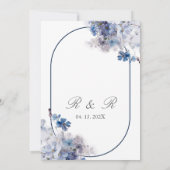 Fleur bleue Elégant Mariage Invitation en espagnol (Dos)