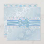 Fleur bleue et Bow Sweet 16 Invitation (Devant / Derrière)