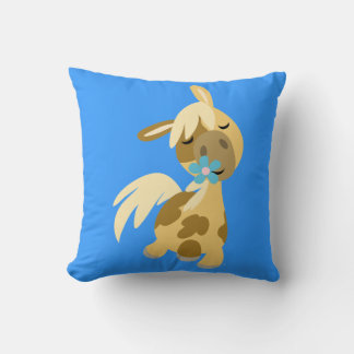Fleur bleue et Coussin de caricature mignon