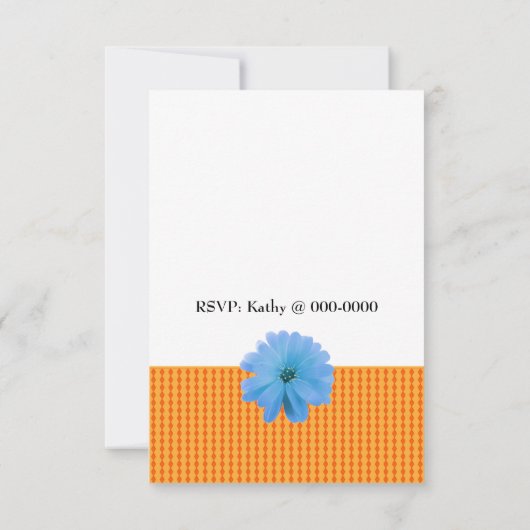 Fleur bleue et diamant orange Invitation d'anniver (Dos)