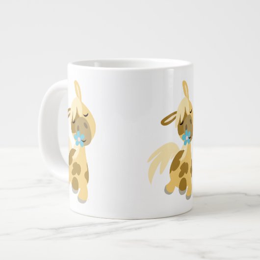Fleur bleue et mignonne caricature Pony Jumbo Mug (Devant gauche)