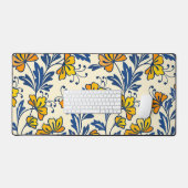Fleur Bleue Feuillue de Style Folk Orange Jaune Vi (Clavier et souris)