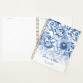 Fleur bleue florale motif script tenue de demoisel (Devant avec enveloppe)