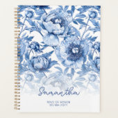 Fleur bleue florale motif script tenue de demoisel (Devant)