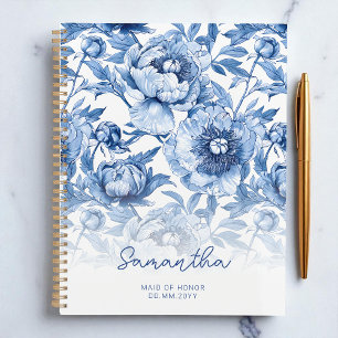 Fleur bleue florale motif script tenue de demoisel
