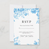 Fleur bleue Mariage floral rétro RSVP (Devant)