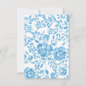 Fleur bleue Mariage floral rétro RSVP (Dos)