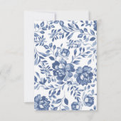 Fleur bleue Mariage floral rétro RSVP (Dos)