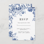 Fleur bleue Mariage floral rétro RSVP (Devant / Derrière)