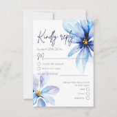 Fleur bleue Minimaliste Menu Choix Mariage RSVP (Devant)