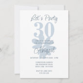 Fleur bleue moderne 30e anniversaire Invitation (Devant)
