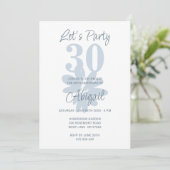 Fleur bleue moderne 30e anniversaire Invitation (Debout devant)