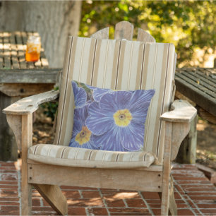 Fleur bleue oreiller extérieur à lancer floral pou