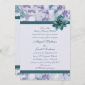 Fleur Bleue Pourpre Et Turquoise - Faire-part de m (Devant / Derrière)