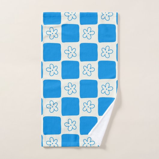 Fleur bleue Preppy À damiers Motif (Serviette à main)
