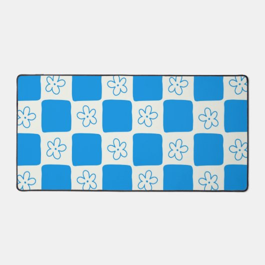 Fleur bleue Preppy À damiers Motif (Recto)
