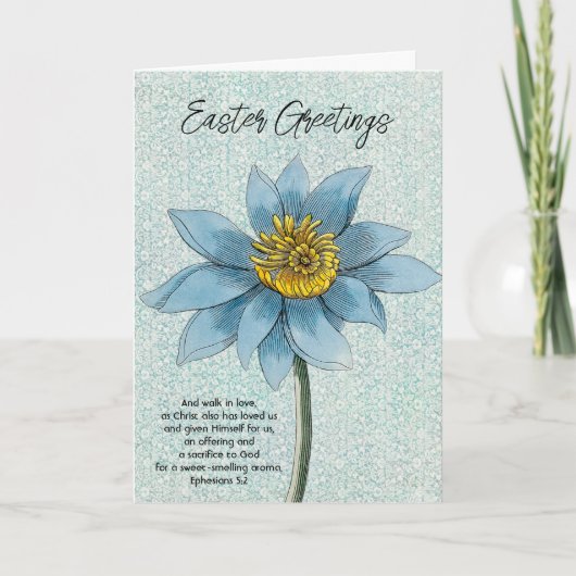 Fleur bleue Vintage Style Faith Carte Pâques (Devant)