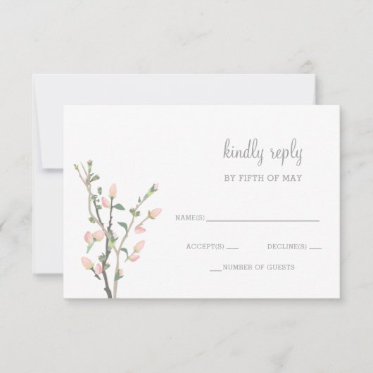 Fleur Blush Floral Wedding rsvp (Devant)