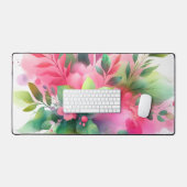 Fleur botanique à l'aquarelle rose vert (Clavier et souris)