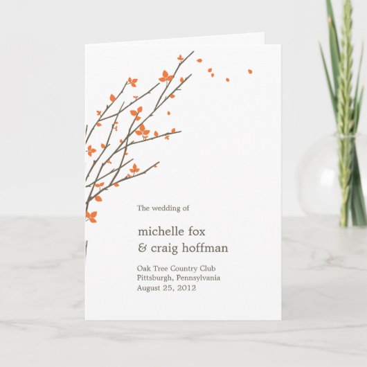 Fleur Branches Carte du programme de mariage - Ora (Devant)