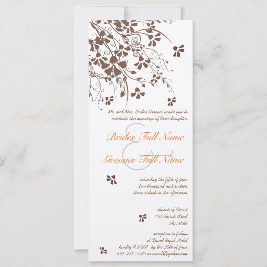 Fleur Brown tourbillonne Invitations de mariage (Devant)